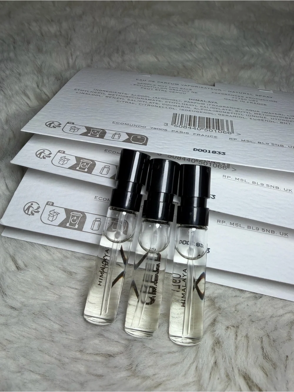Lot of 3 Creed Himalaya samples vials 1.5ml each (4.5ml)
